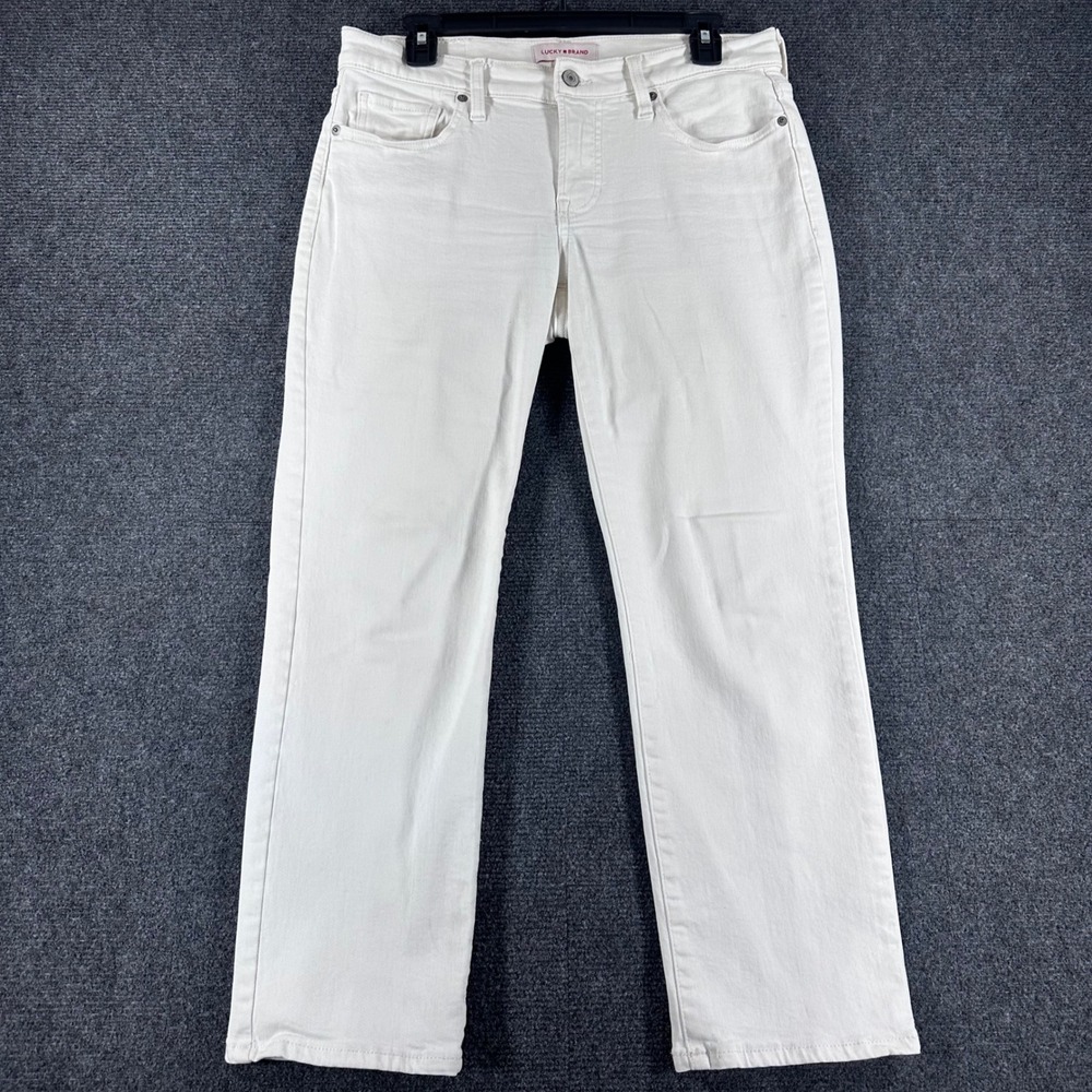 Lucky Brand Jeans Womens 4/27 White Mid Rise Straight Leg Denim Pants